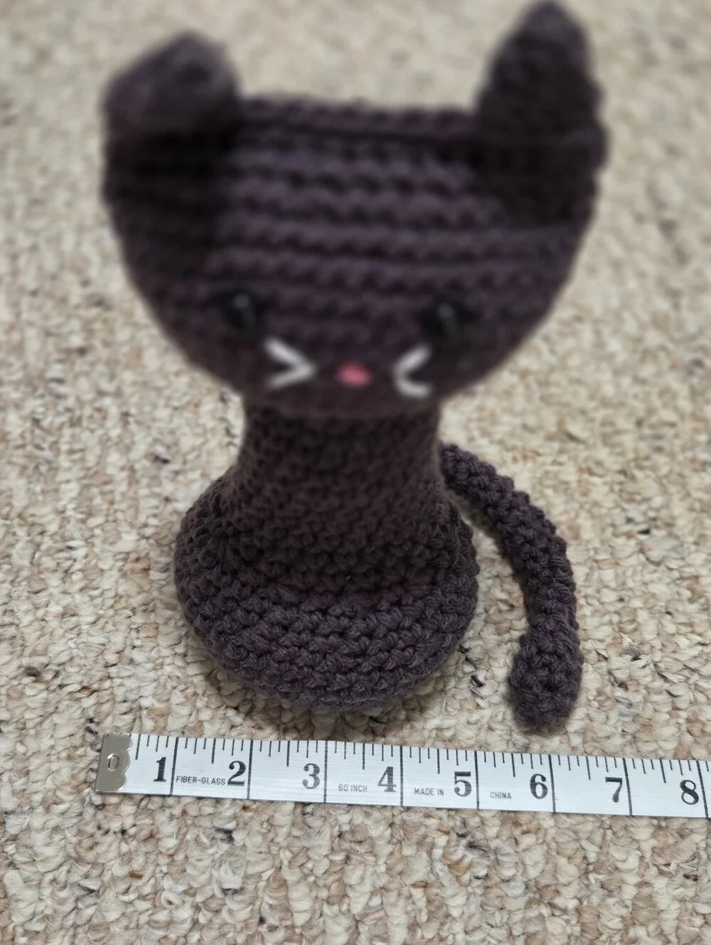 Handmade Crochet Dark Gray Cat Plushie